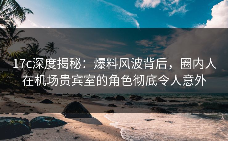 17c深度揭秘:爆料风波背后,圈内人在机场贵宾室的角色彻底令人意外