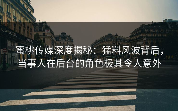 蜜桃传媒深度揭秘:猛料风波背后,当事人在后台的角色极其令人意外