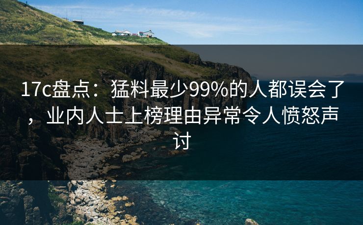 17c盘点：猛料最少99%的人都误会了，业内人士上榜理由异常令人愤怒声讨