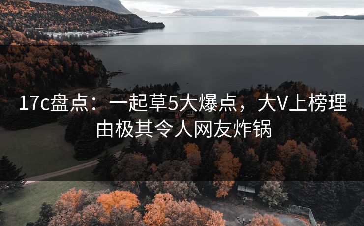 17c盘点:一起草5大爆点,大V上榜理由极其令人网友炸锅