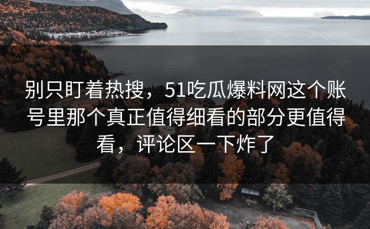 别只盯着热搜，51吃瓜爆料网这个账号里那个真正值得细看的部分更值得看，评论区一下炸了