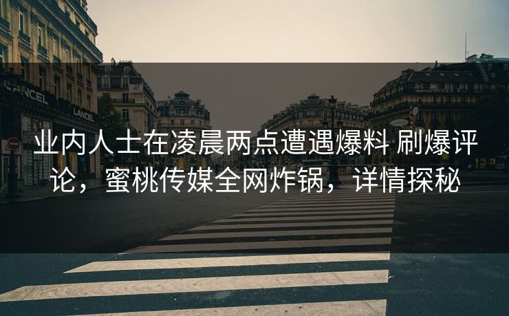 业内人士在凌晨两点遭遇爆料 刷爆评论,蜜桃传媒全网炸锅,详情探秘 业内人士在凌晨两点遭遇爆料 刷爆评论,蜜桃传媒全网炸锅,详情探秘